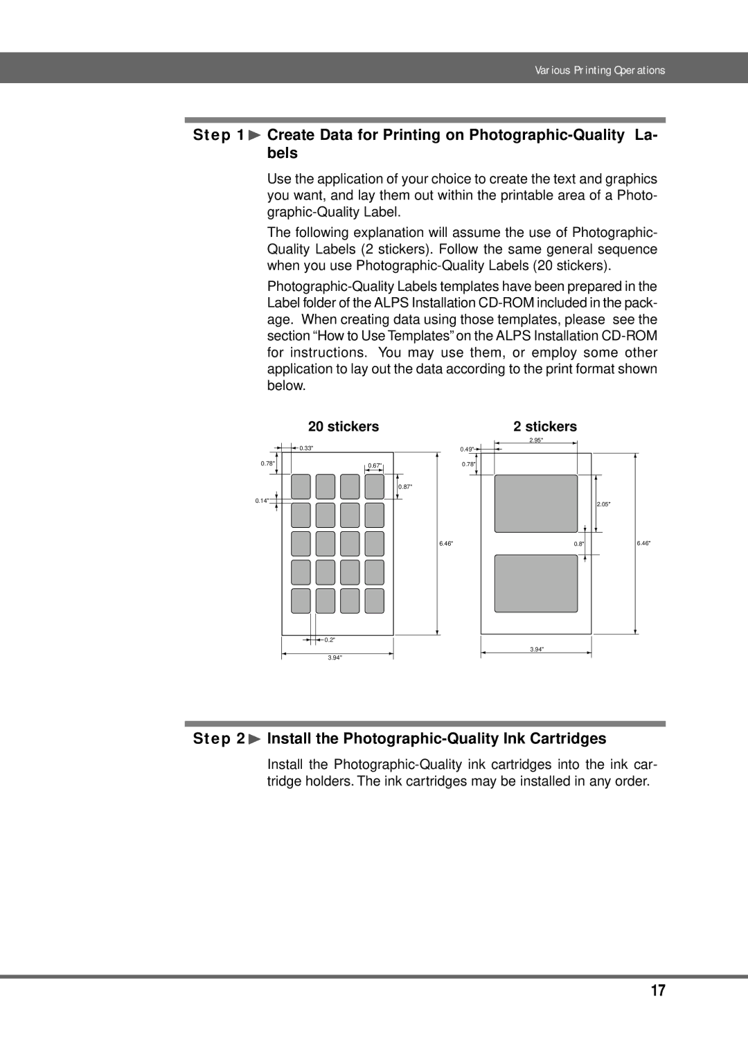 Alps Electric MD-5000P manual ¨ Create Data for Printing on Photographic-Quality La- bels, Stickers 