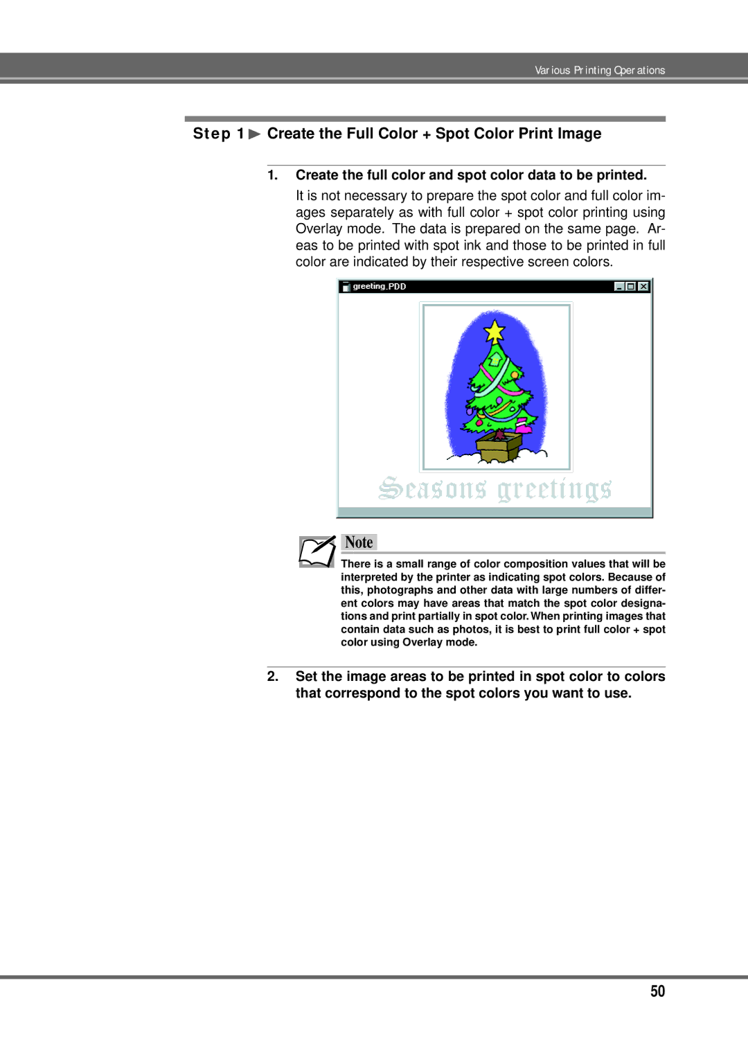 Alps Electric MD-5000P manual ¨ Create the Full Color + Spot Color Print Image 