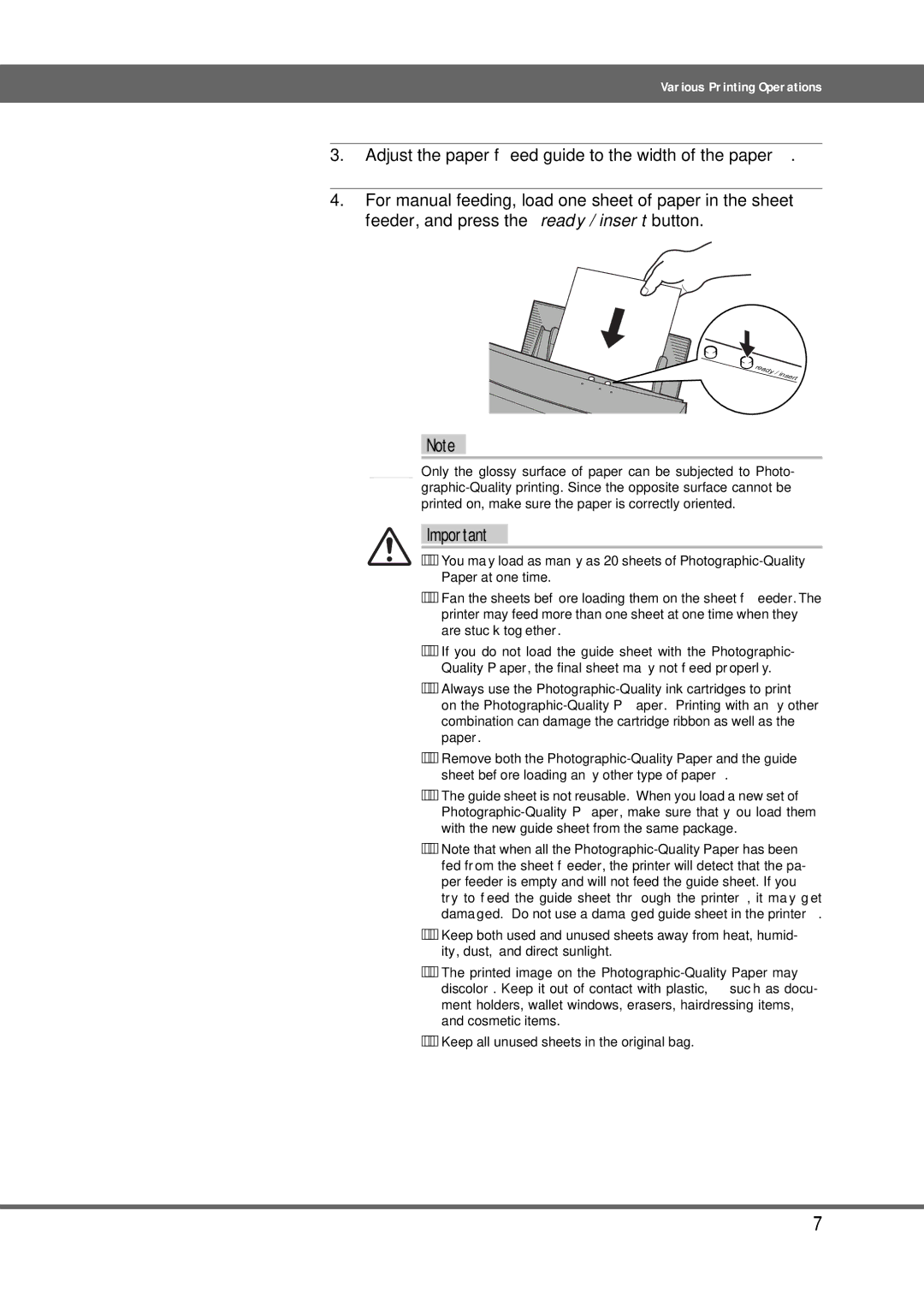 Alps Electric MD-5000P manual Various Printing Operations 