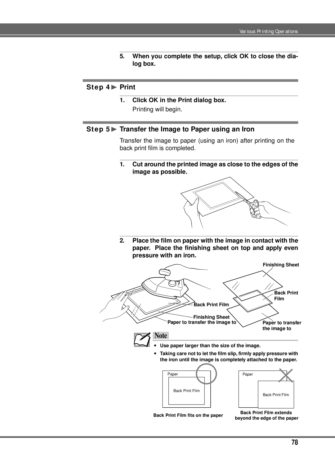 Alps Electric MD-5000P manual ¨ Transfer the Image to Paper using an Iron 