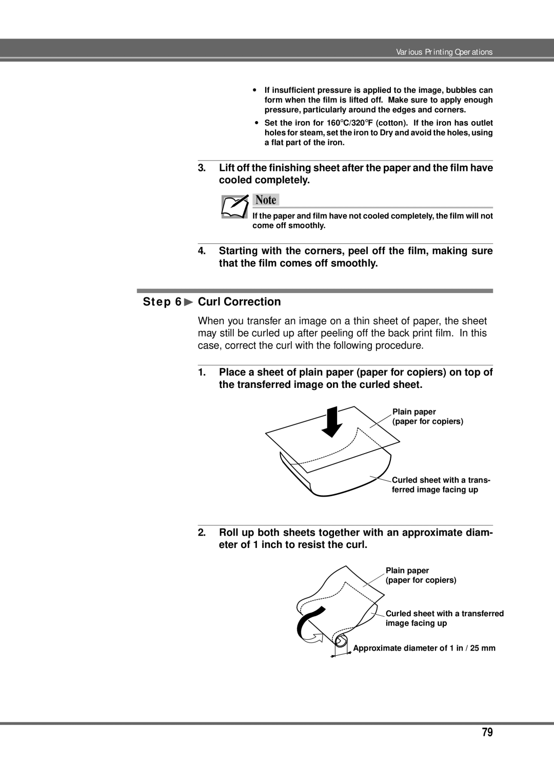 Alps Electric MD-5000P manual ¨ Curl Correction, Plain paper Paper for copiers 