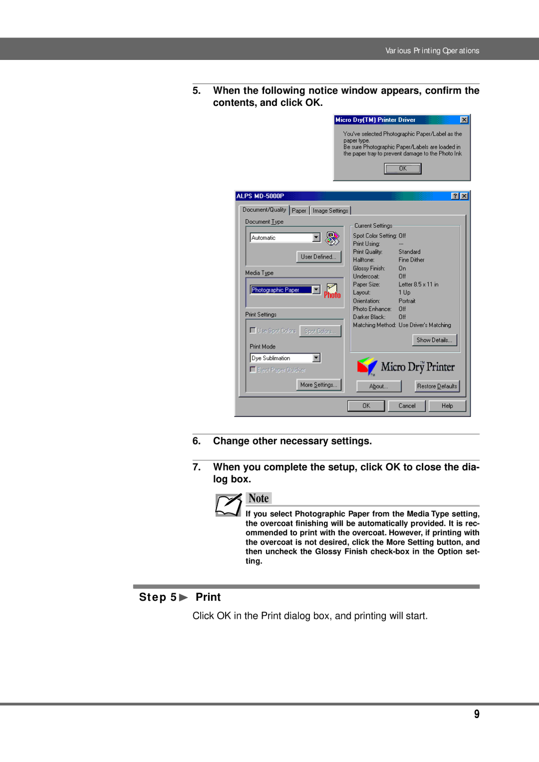 Alps Electric MD-5000P manual ¨ Print 