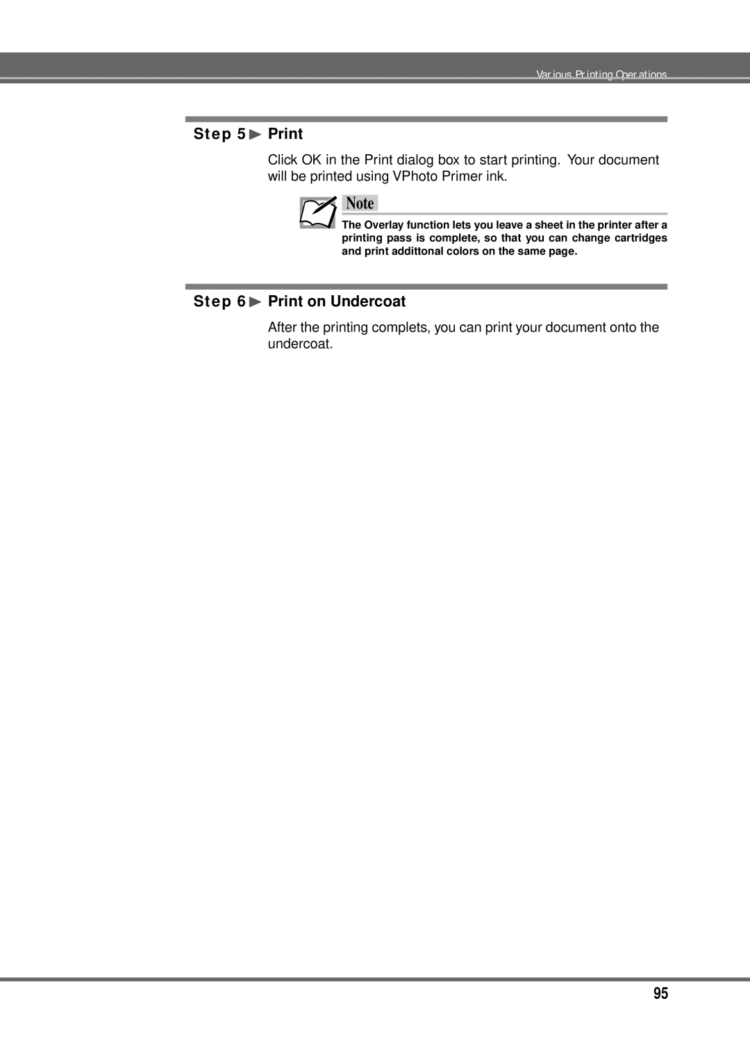 Alps Electric MD-5000P manual ¨ Print on Undercoat 