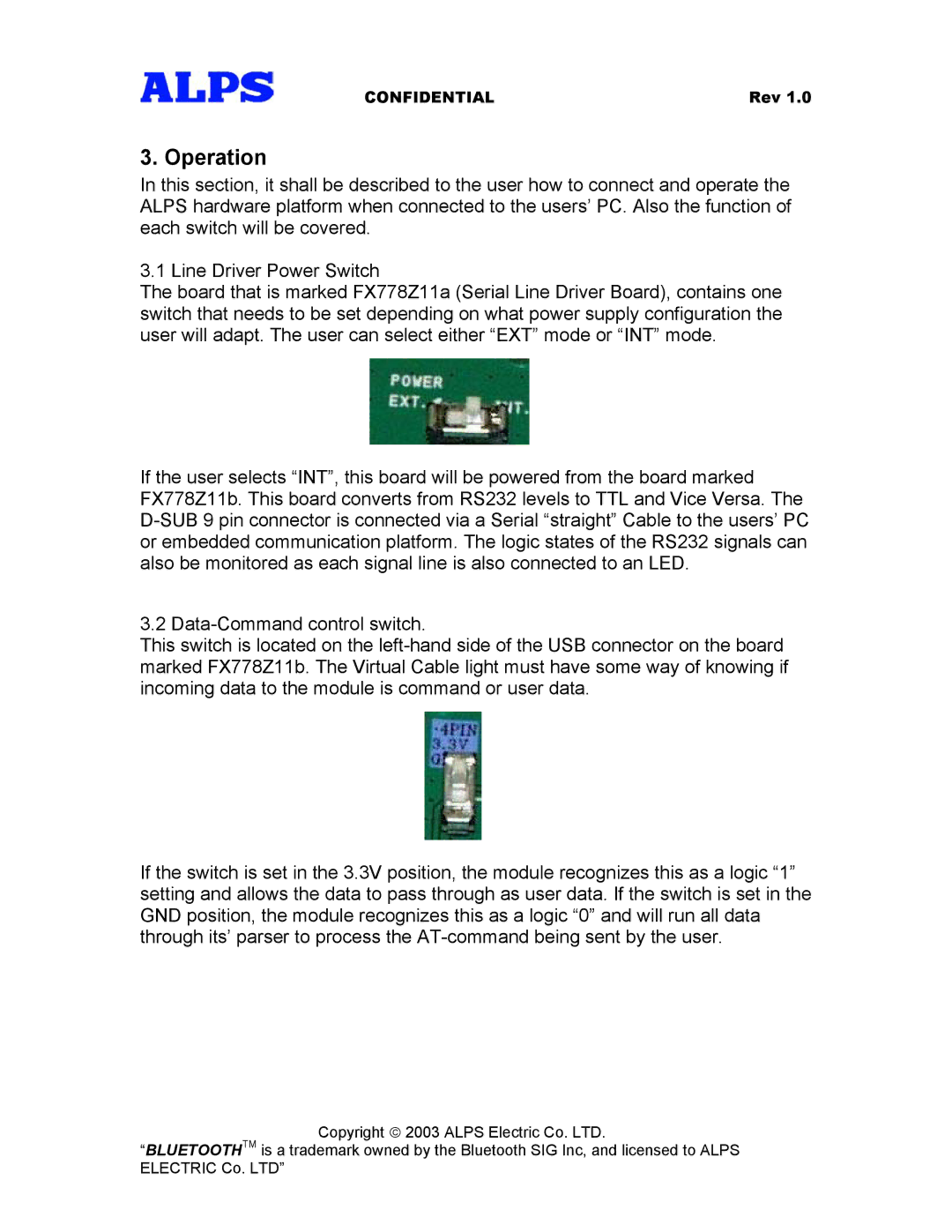 Alps Electric Virtual Cable Light Module manual Operation 