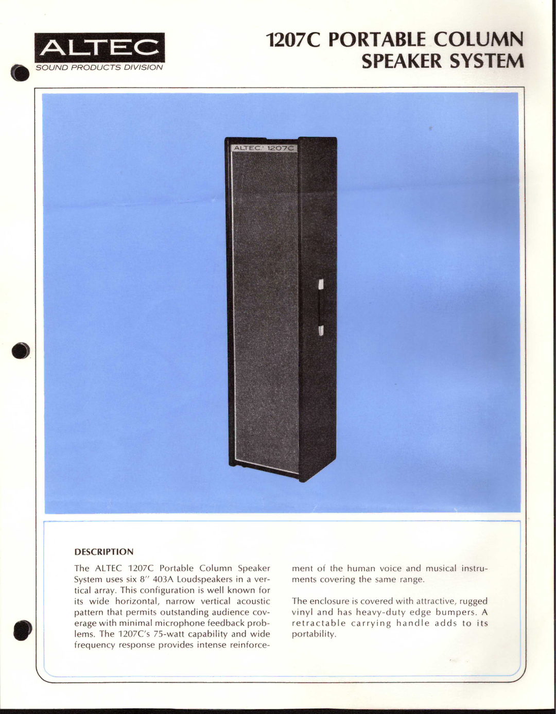 Altec Lansing 1207C manual 