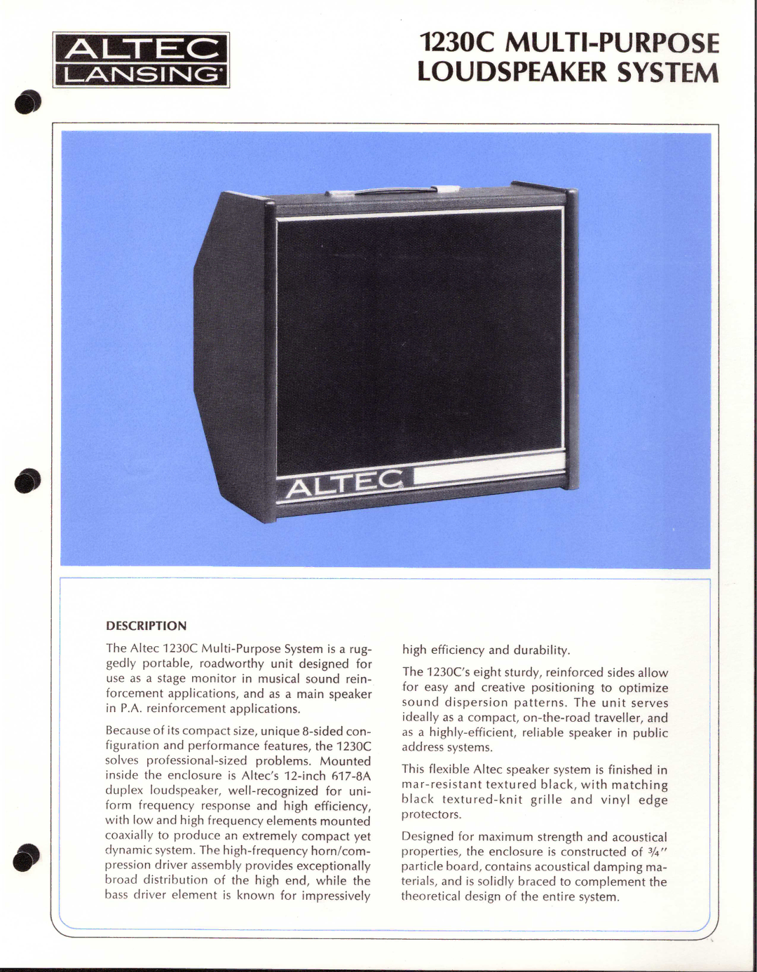 Altec Lansing 1230C manual 