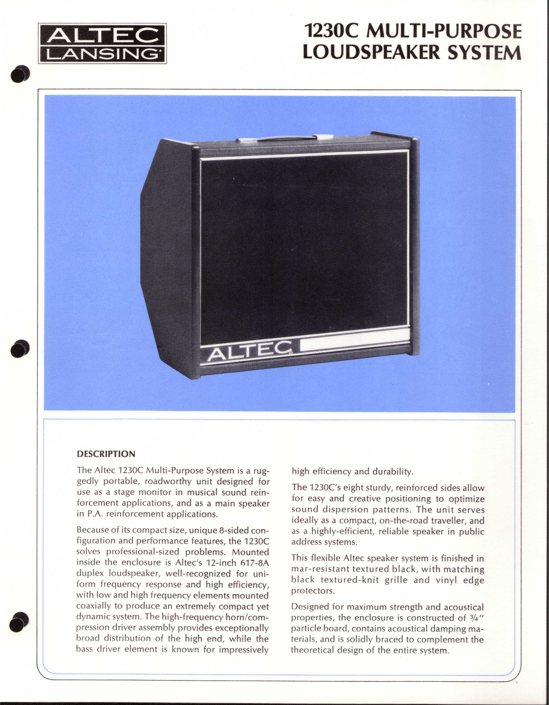 Altec Lansing 1230C manual 