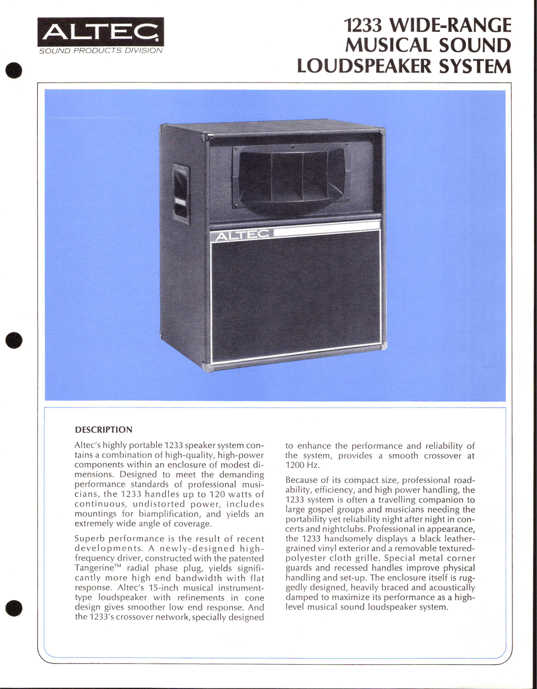 Altec Lansing 1233 manual 