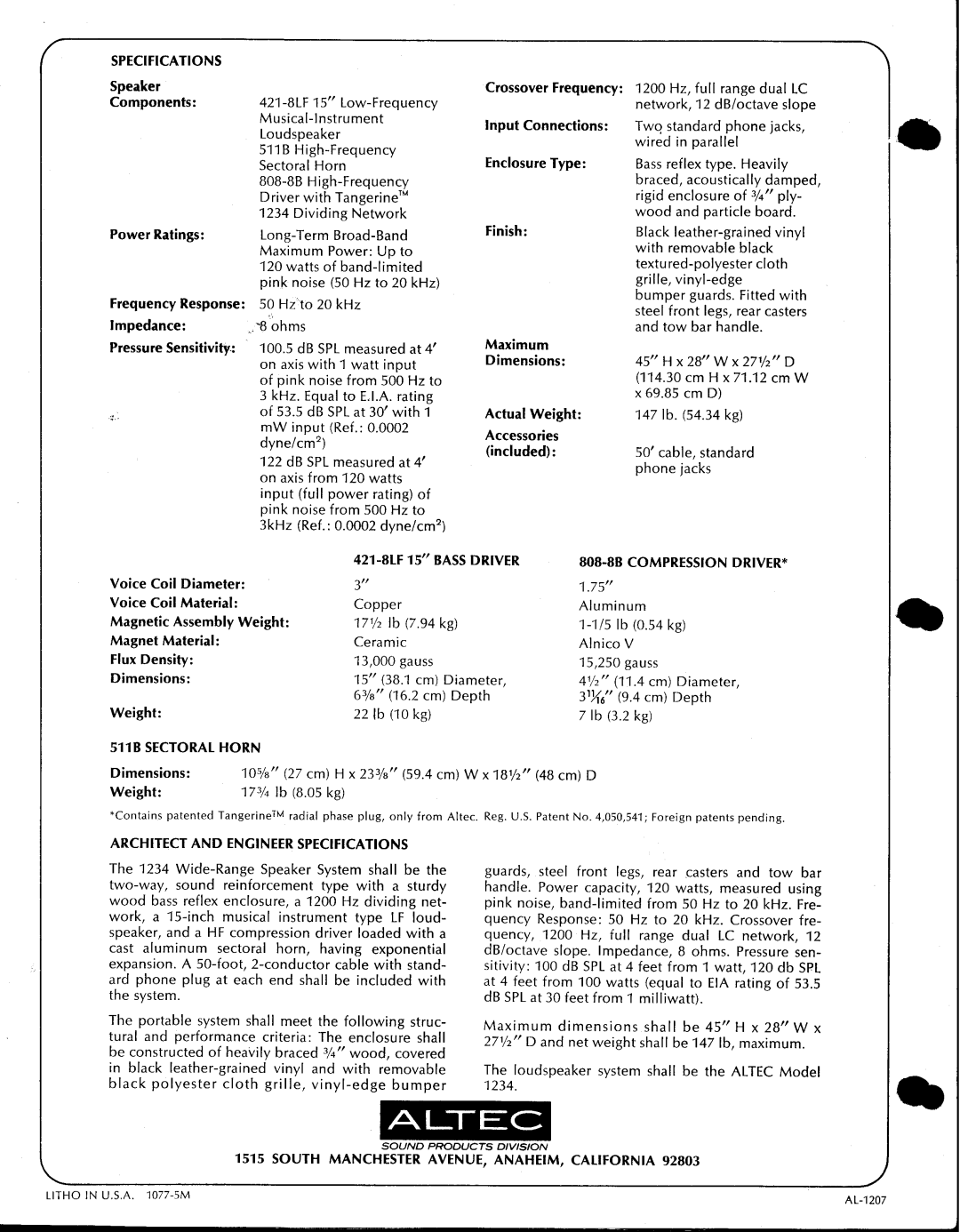 Altec Lansing 1234 manual 