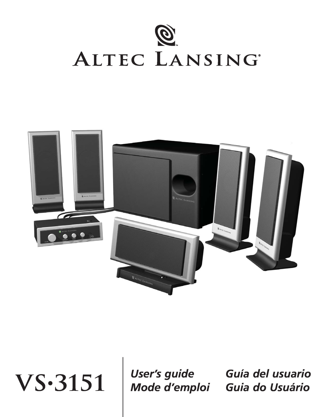 Altec Lansing 3151 manual Vs, User’s guide, Mode d’emploi, Guía del usuario, Guia do Usuário 