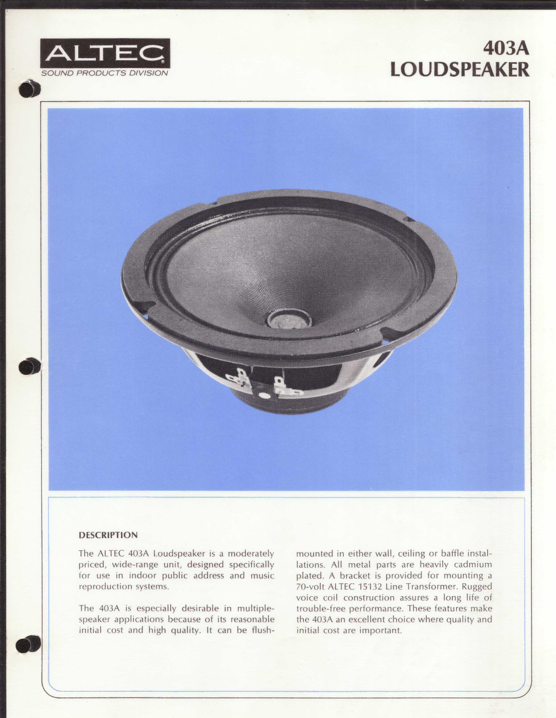 Altec Lansing 403A manual 