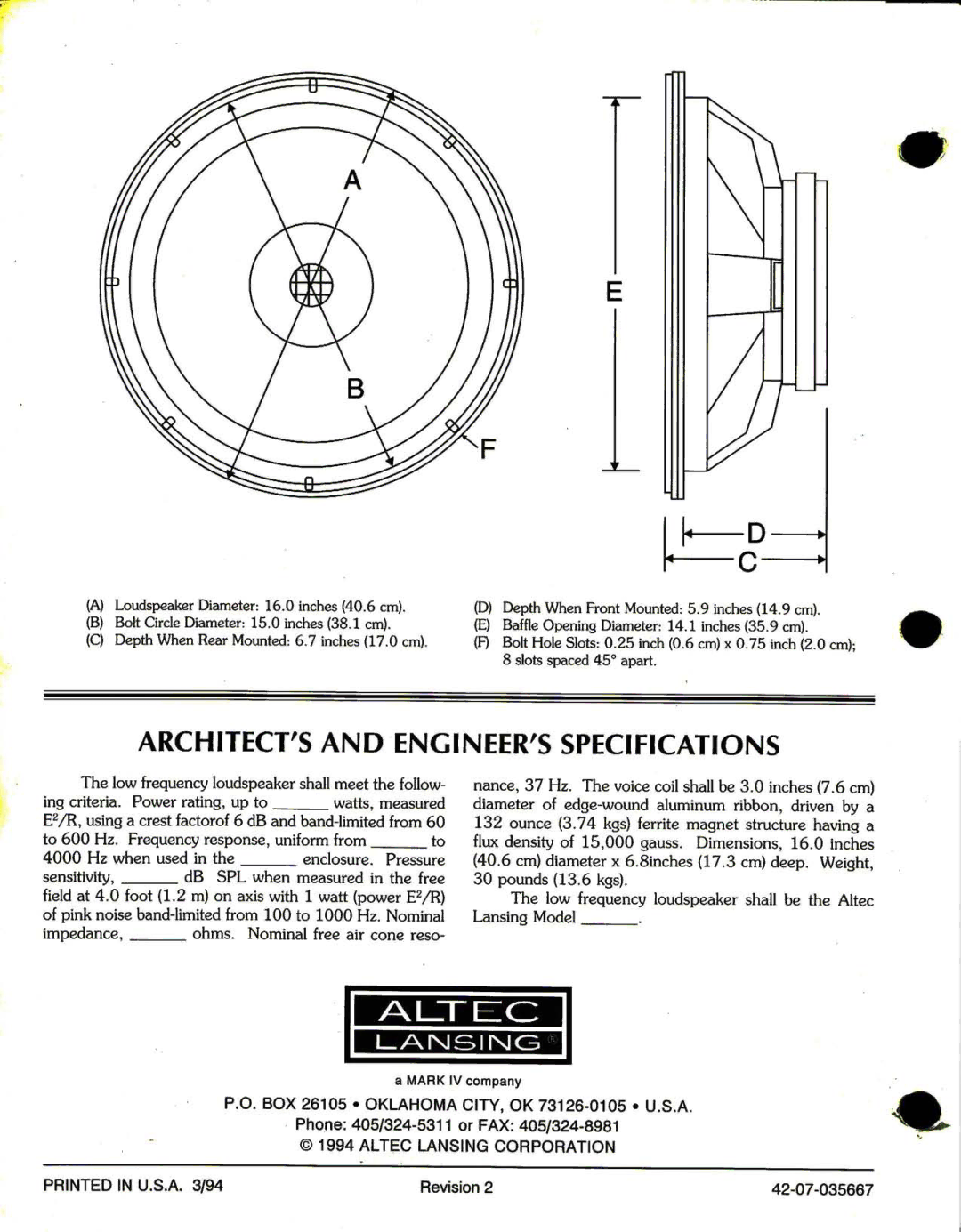 Altec Lansing 515-G manual 