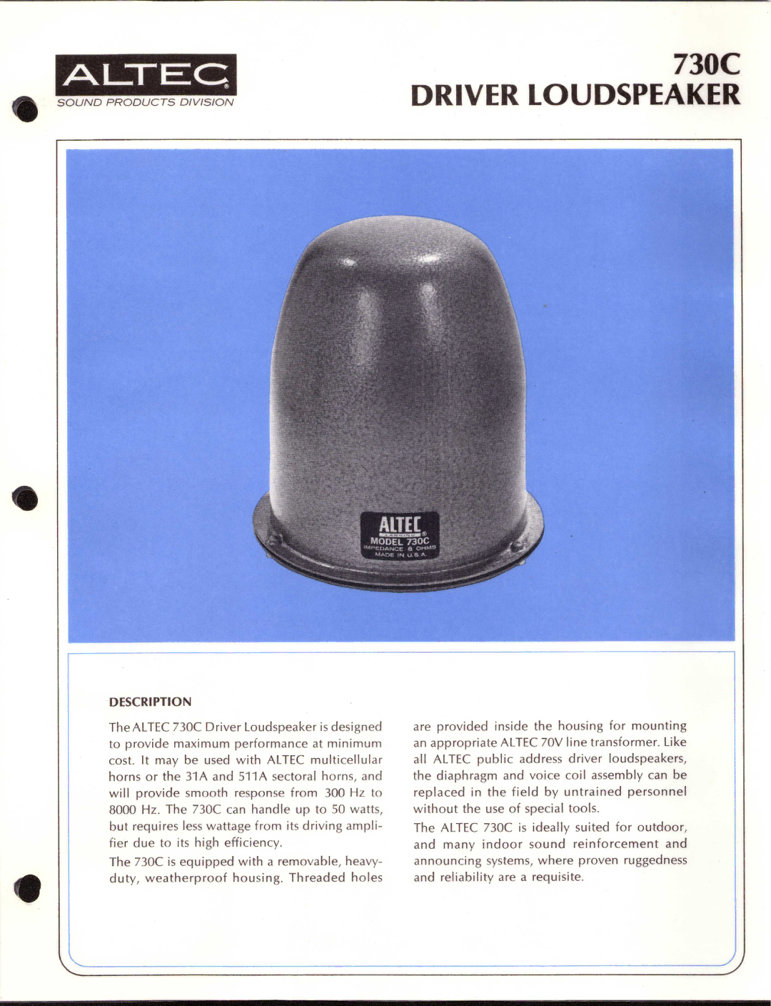 Altec Lansing 730C manual 