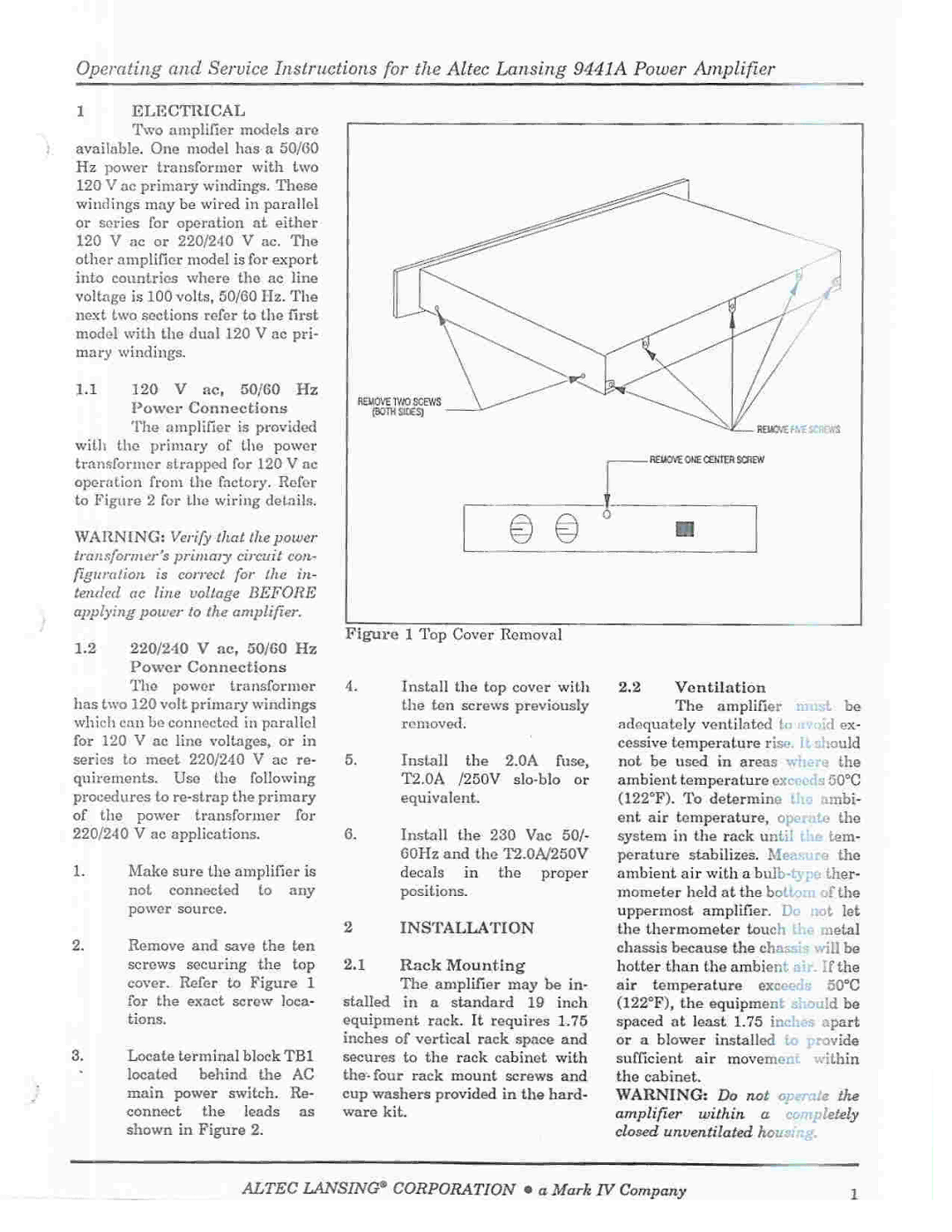 Altec Lansing 9441A manual 