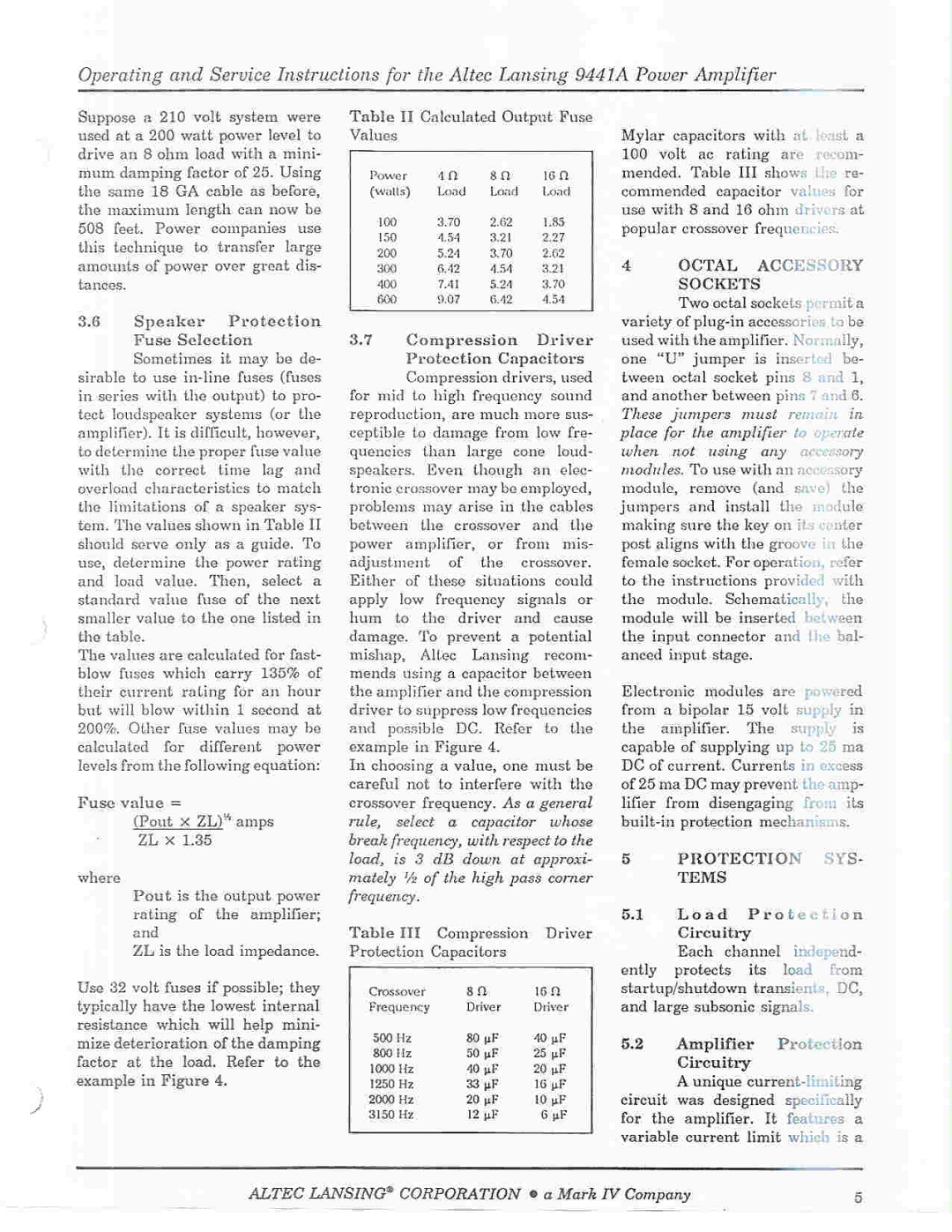 Altec Lansing 9441A manual 