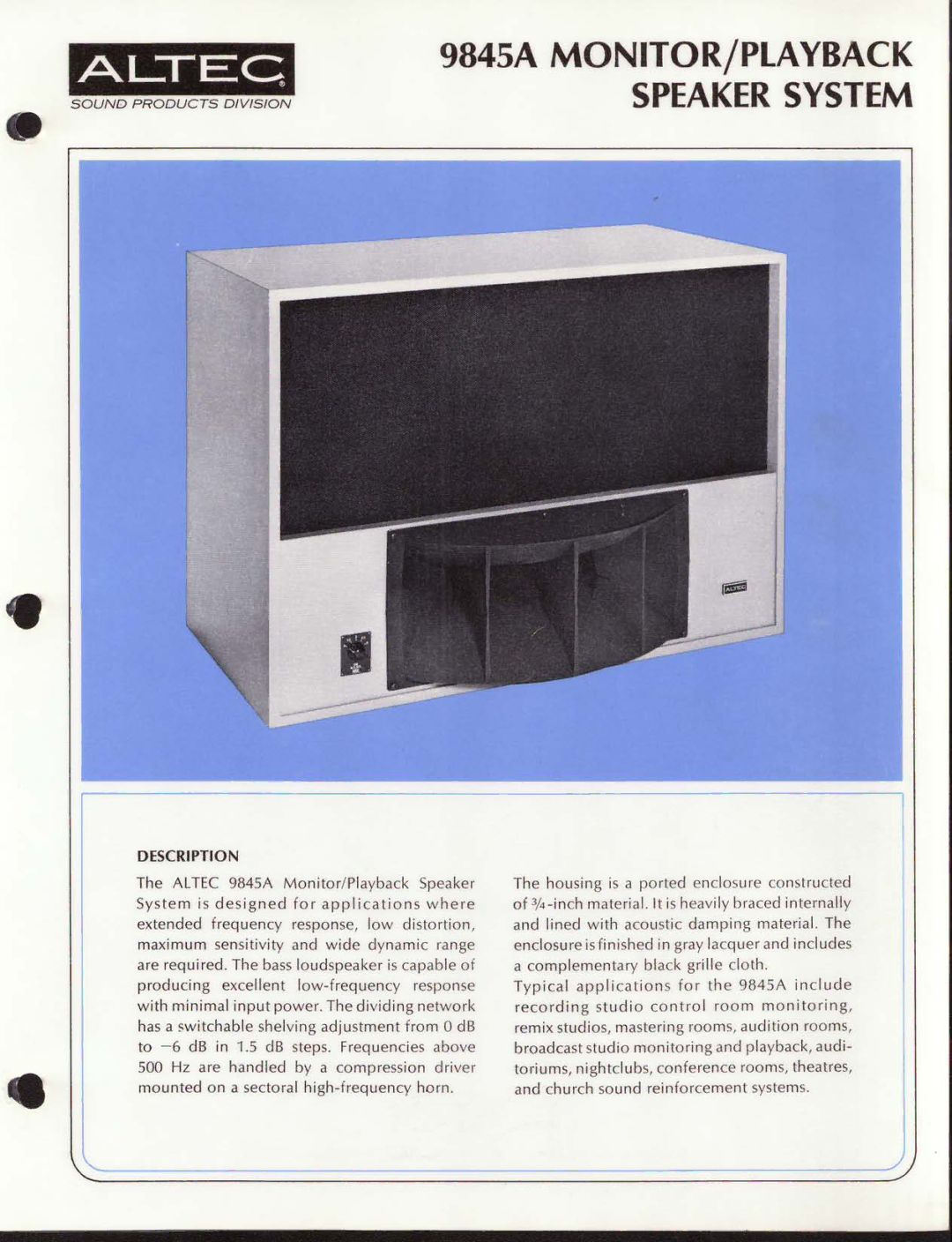 Altec Lansing 9845A manual 