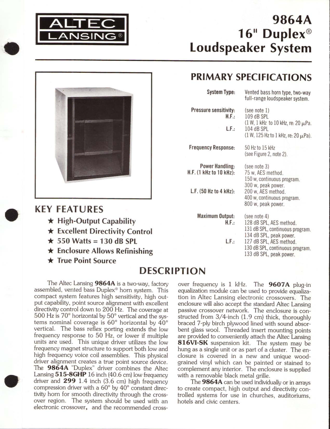 Altec Lansing 9864A manual 