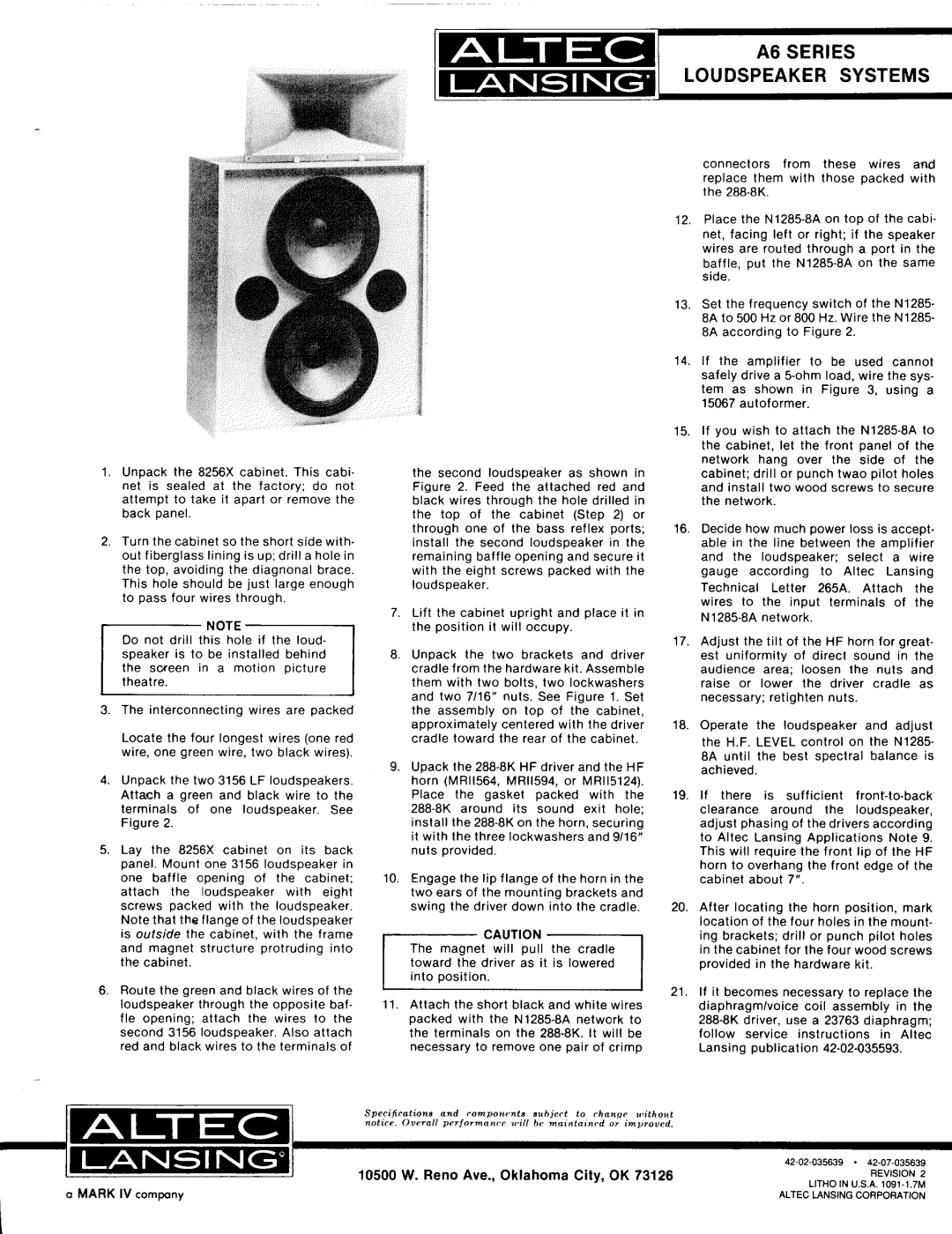 Altec Lansing A6 Series manual 