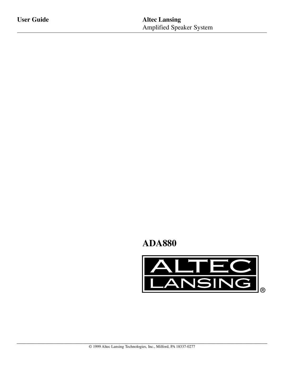 Altec Lansing ADA880 manual 