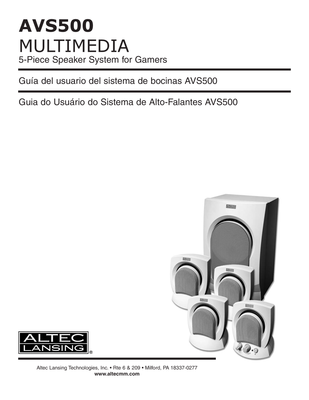 Altec Lansing manual Multimedia, PieceSpeaker System for Gamers, Guía del usuario del sistema de bocinas AVS500 