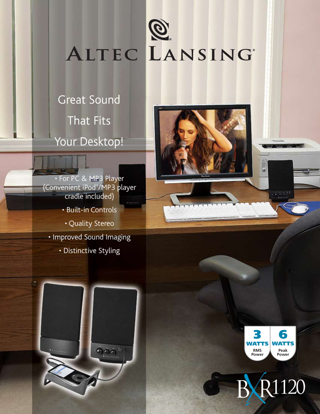 Altec Lansing BXR1120 manual Great Sound That Fits Your Desktop 