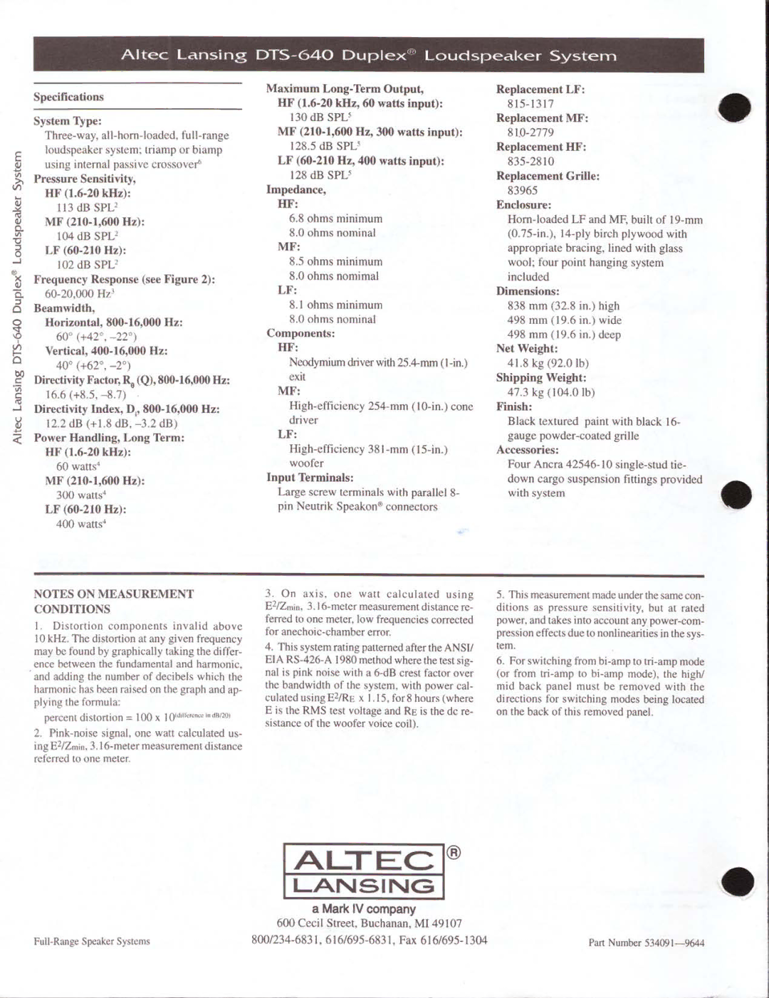 Altec Lansing DTS-640 manual 