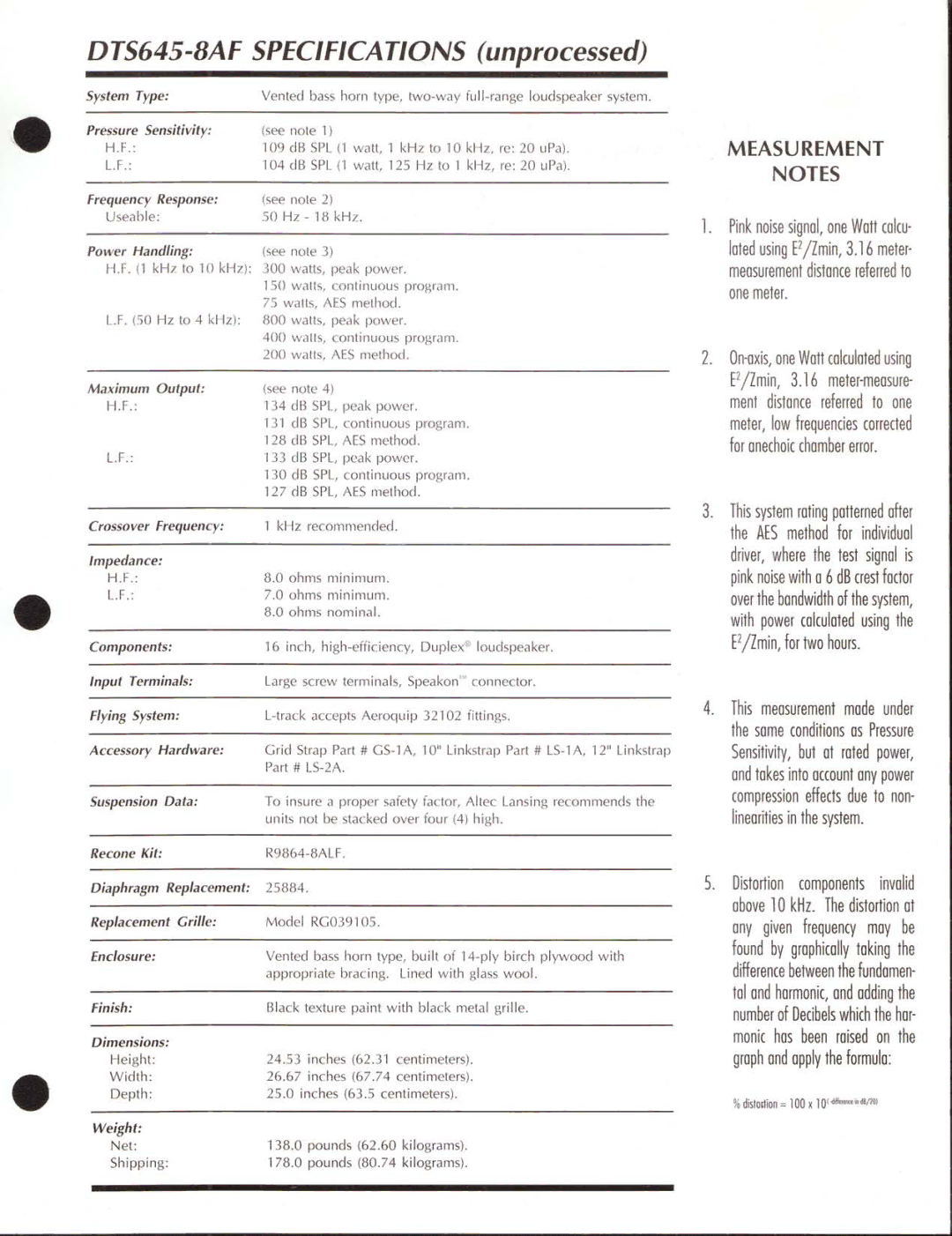 Altec Lansing DTS645-8AF manual 