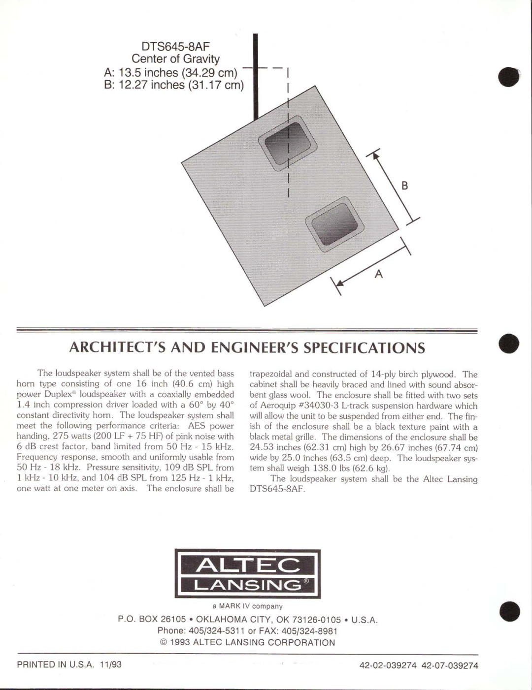 Altec Lansing DTS645-8AF manual 