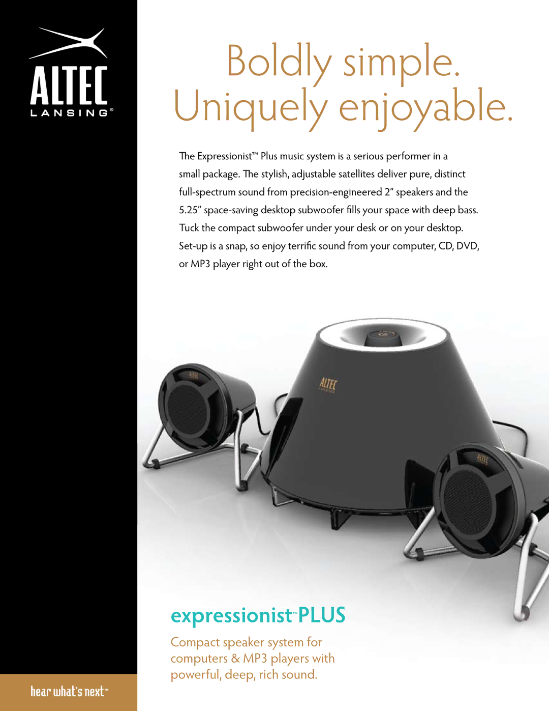 Altec Lansing FX3021 manual Boldly simple 