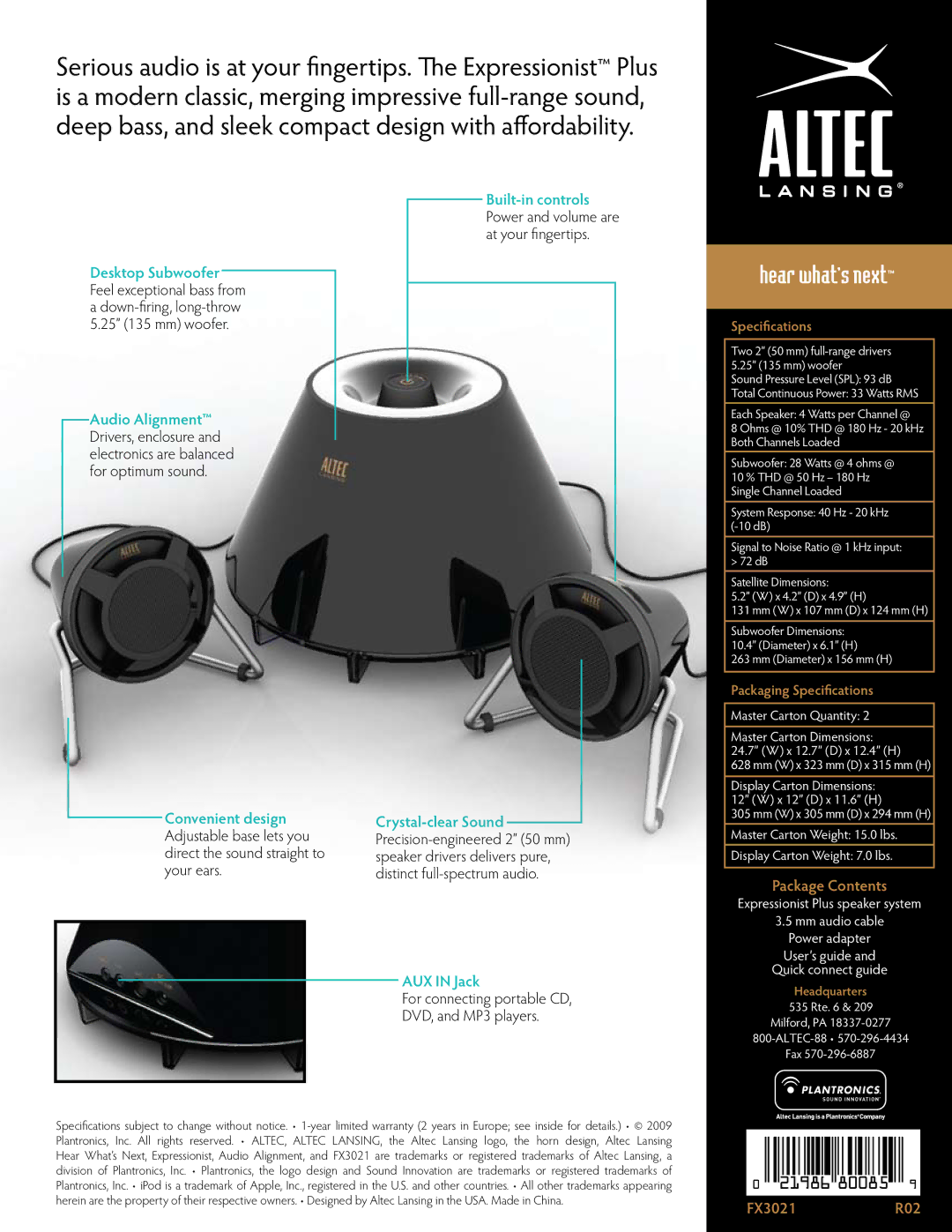 Altec Lansing FX3021 manual 21986 80085 