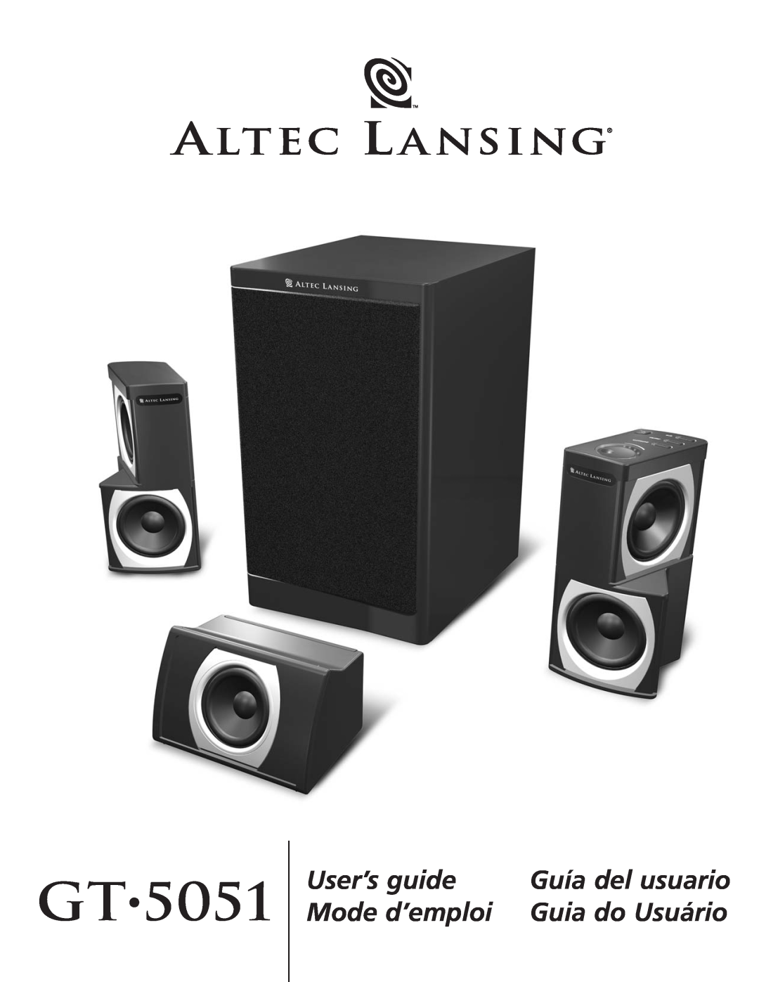 Altec Lansing GT5051 manual Gt, User’s guide, Mode d’emploi, Guía del usuario, Guia do Usuário 