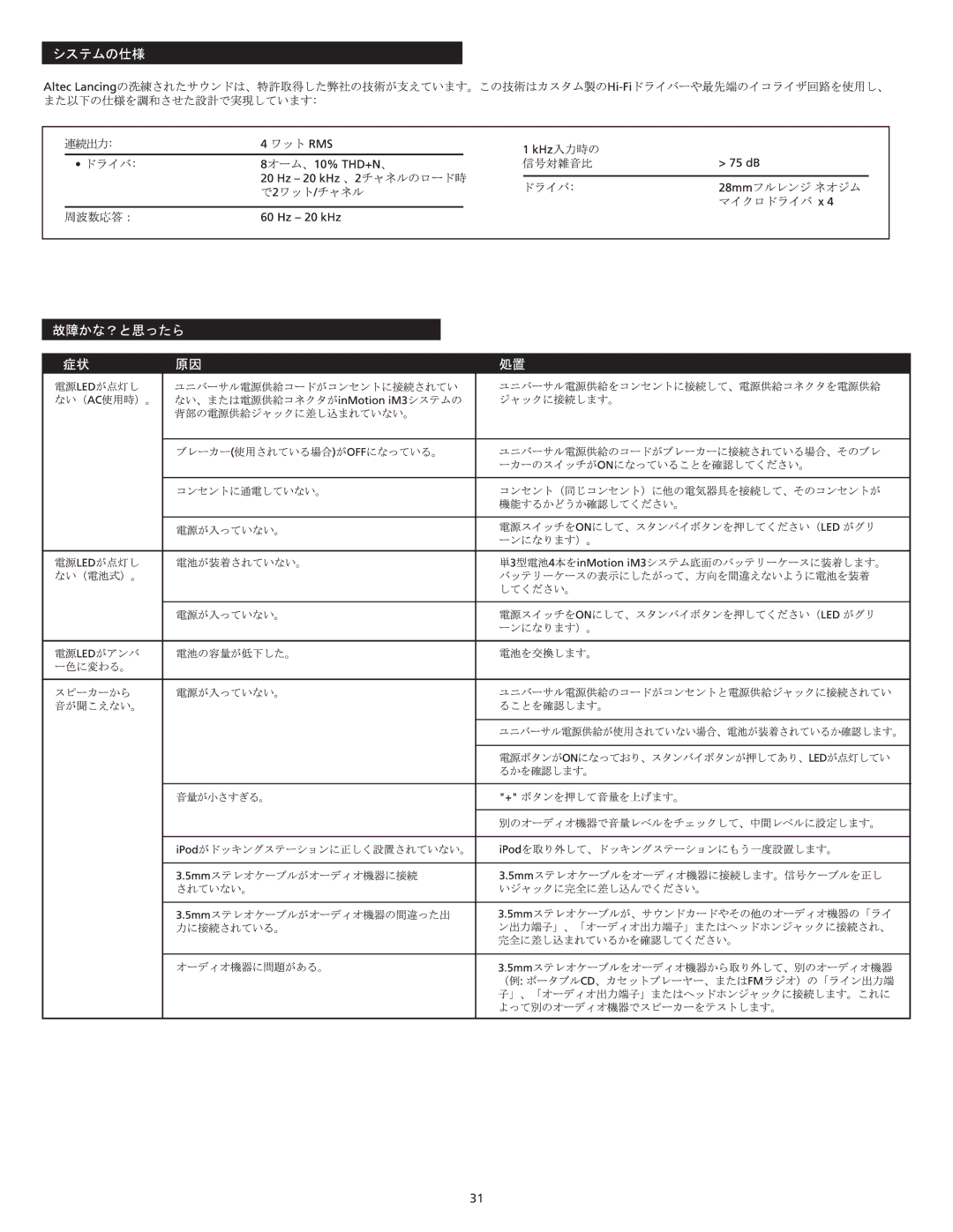 Altec Lansing iM3 manual 