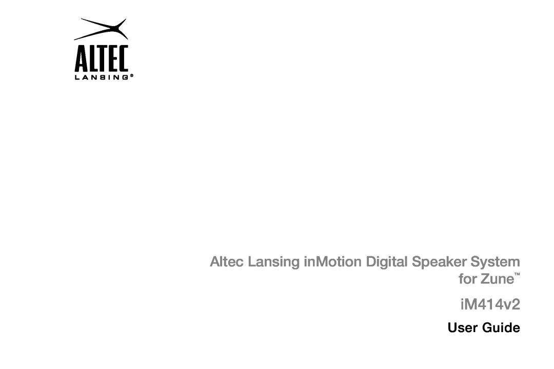 Altec Lansing IM414V2 manual iM414v2, User Guide 