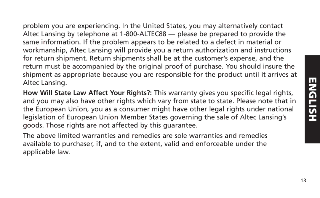 Altec Lansing iM616 manual English 