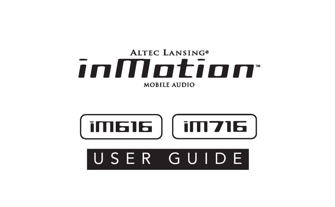 Altec Lansing iM616 manual U S E R G U I D E 