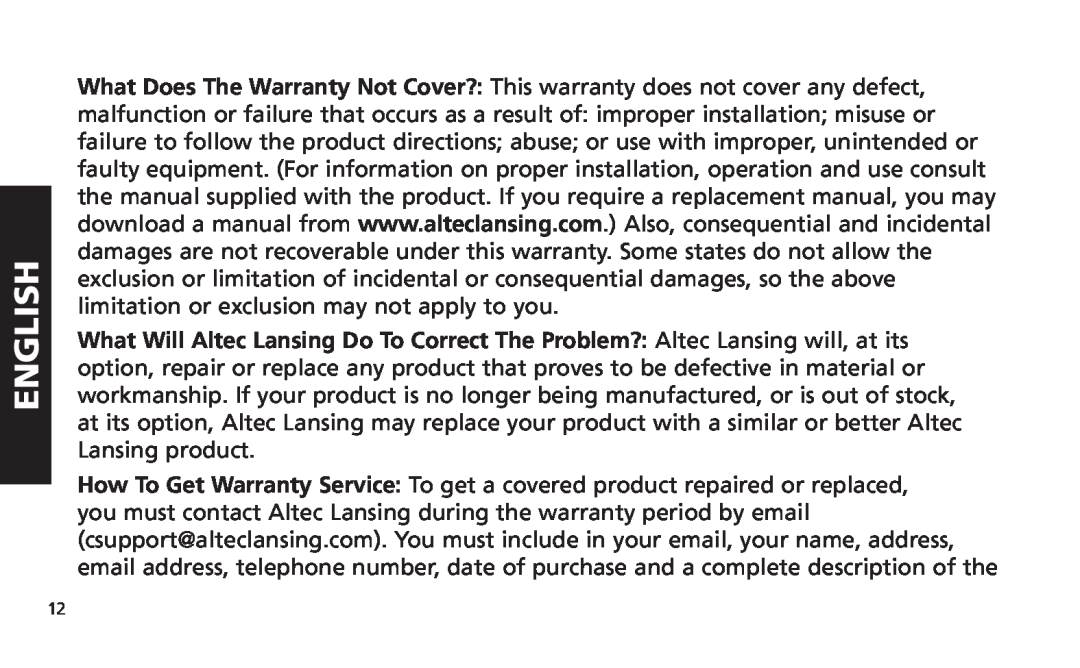 Altec Lansing iM616 manual English 