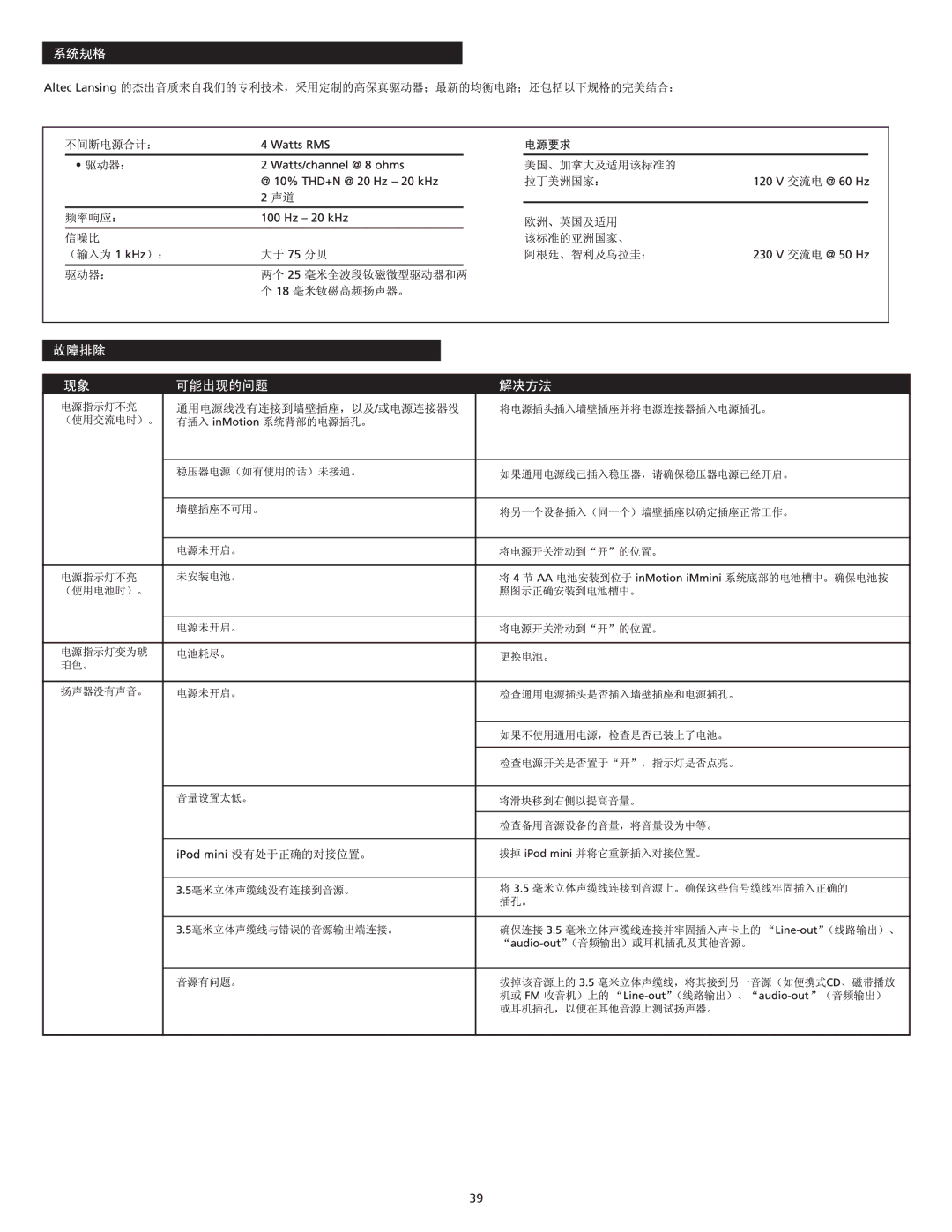 Altec Lansing iMmini manual 