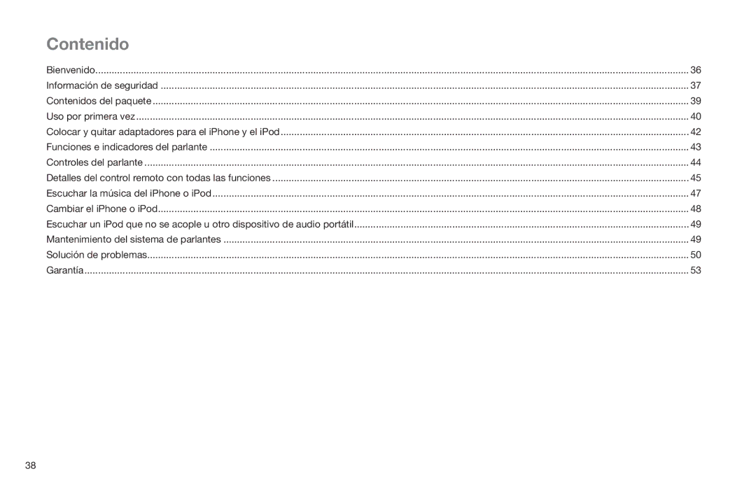 Altec Lansing IMT520 manual Contenido 