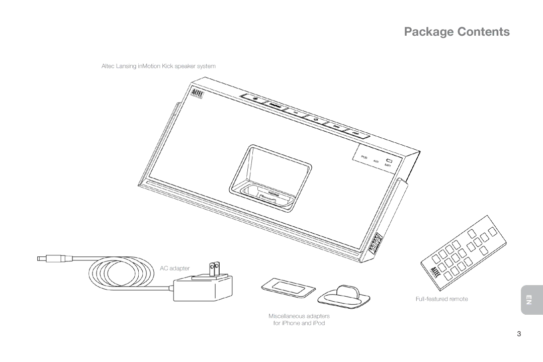 Altec Lansing IMT520 manual Package Contents 