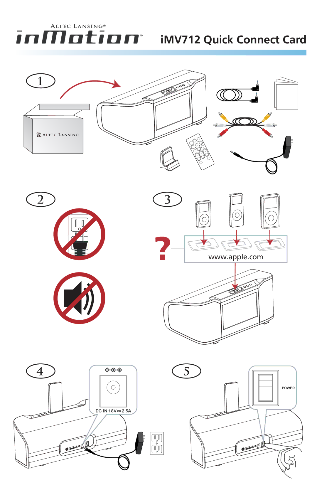 Altec Lansing manual IMV712 Quick Connect Card 