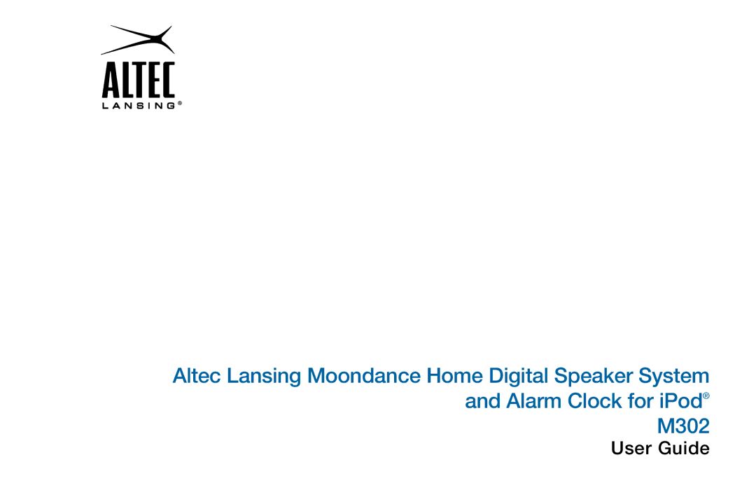 Altec Lansing M302 manual User Guide 