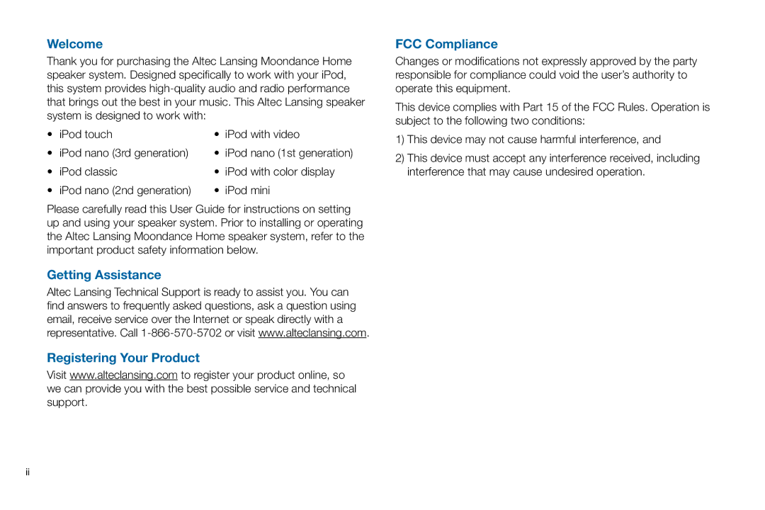 Altec Lansing M302 manual Getting Assistance Registering Your Product 