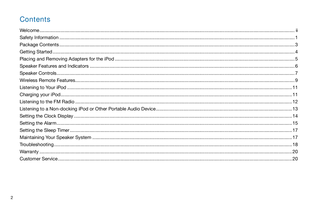 Altec Lansing M302 manual Contents 