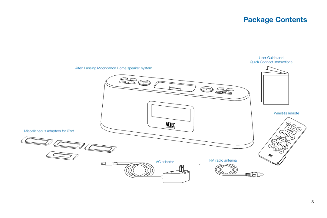 Altec Lansing M302 manual Package Contents 