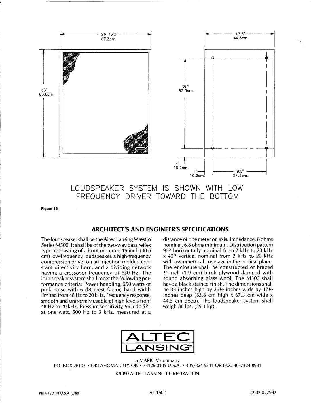 Altec Lansing M500 manual 