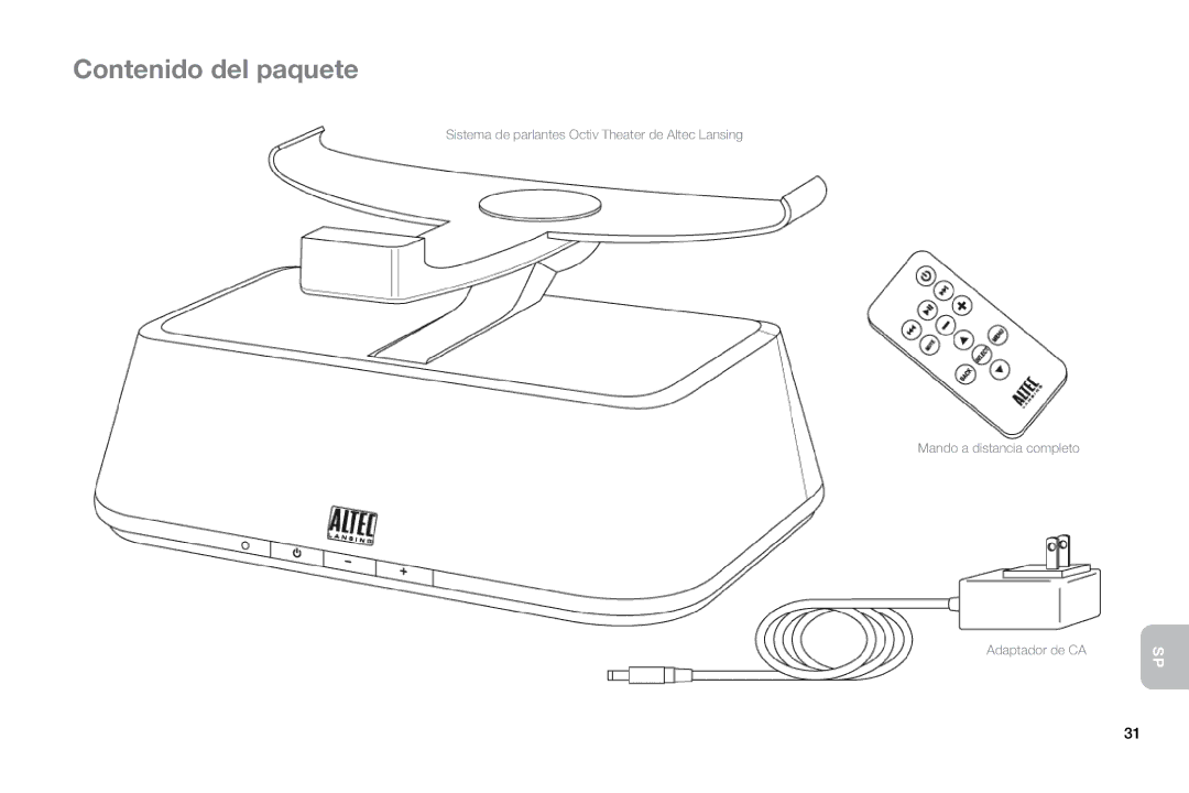 Altec Lansing MP450 manual Contenido del paquete 