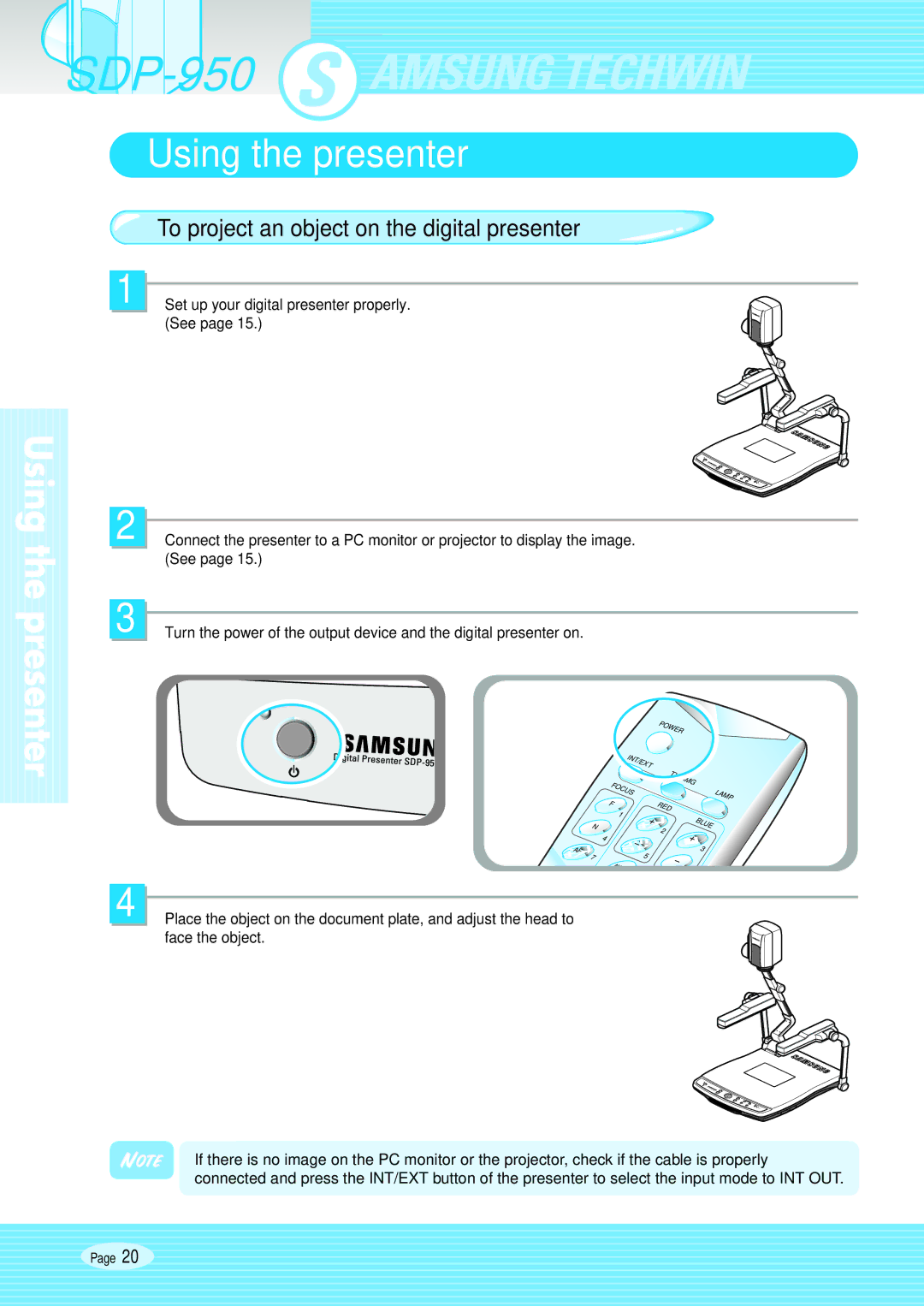 Altec Lansing SDP-950STA, SDP-950DXA user manual To project an object on the digital presenter 