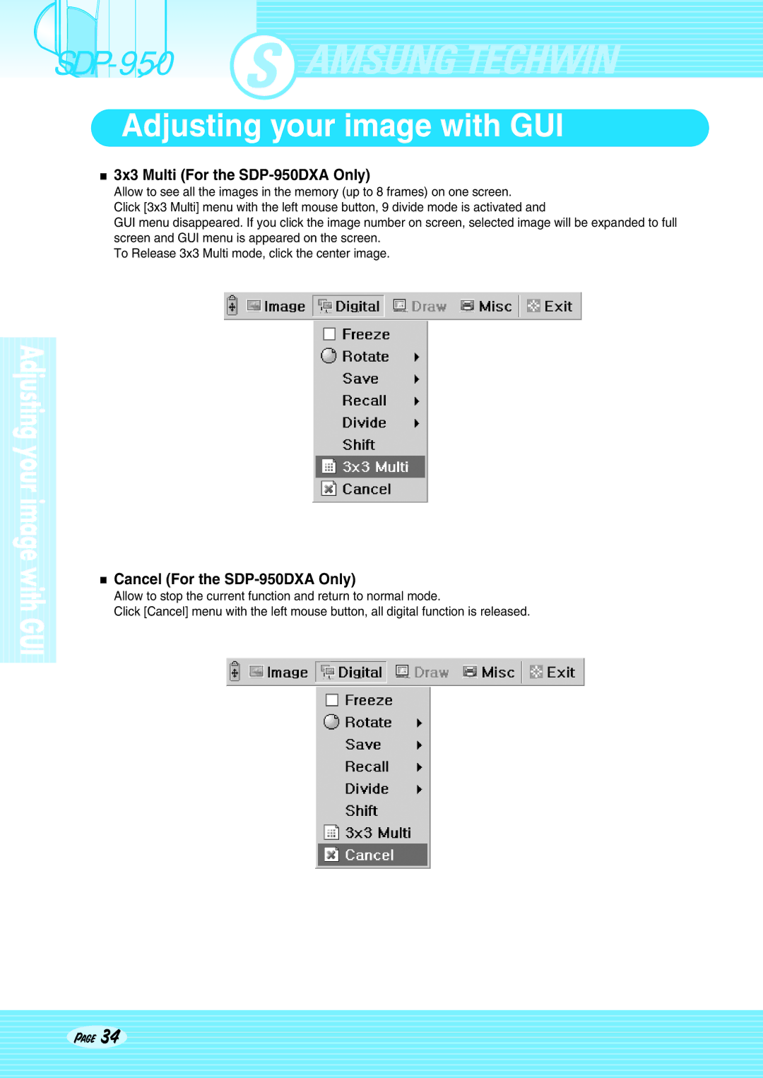 Altec Lansing SDP-950STA user manual 3x3 Multi For the SDP-950DXA Only, Cancel For the SDP-950DXA Only 