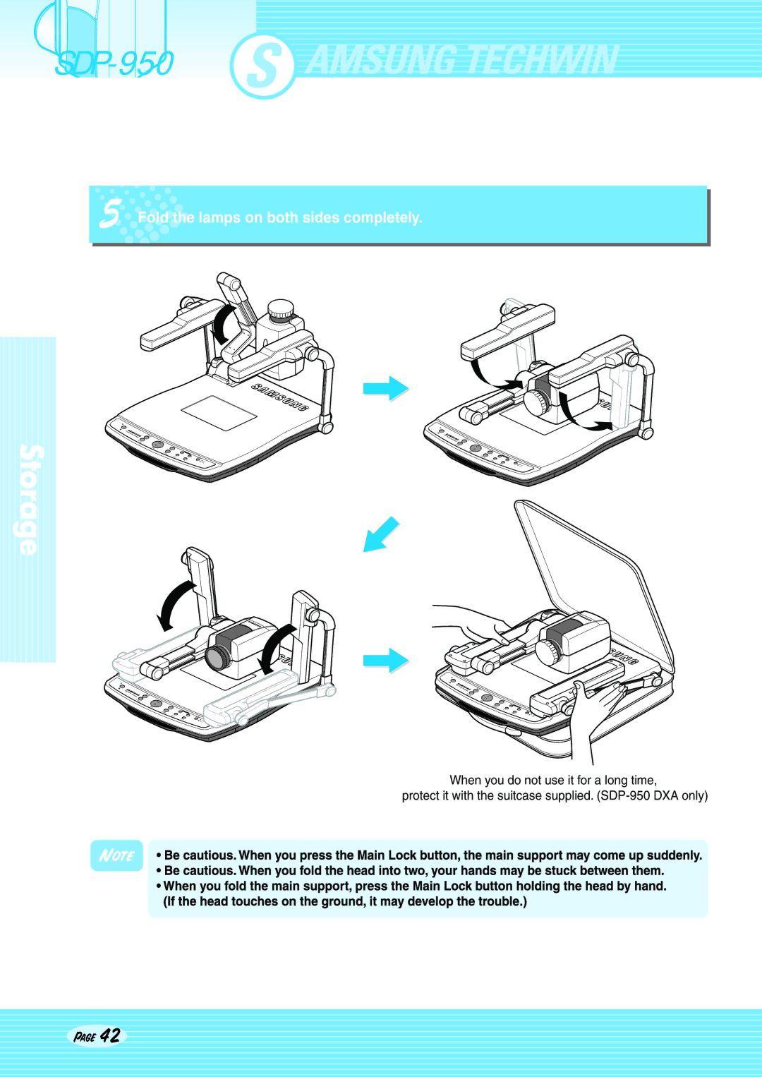 Altec Lansing SDP-950STA, SDP-950DXA user manual Fold the lamps on both sides completely 