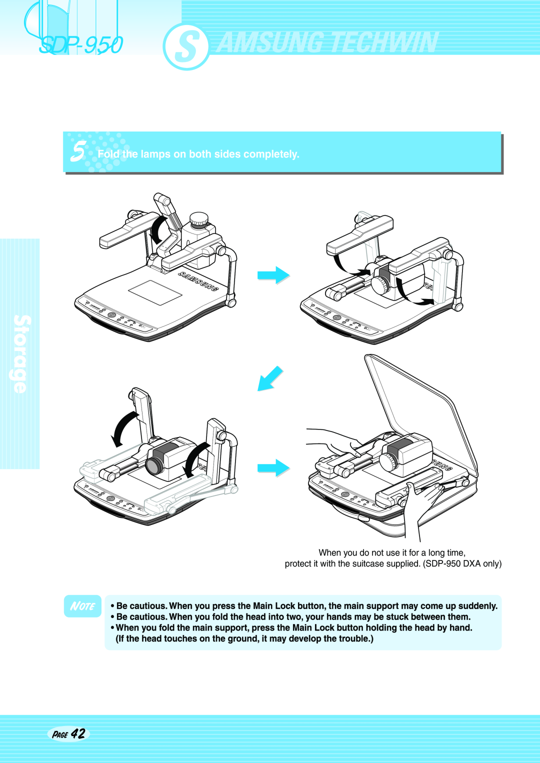 Altec Lansing SDP-950STA, SDP-950DXA user manual Fold the lamps on both sides completely, Page 